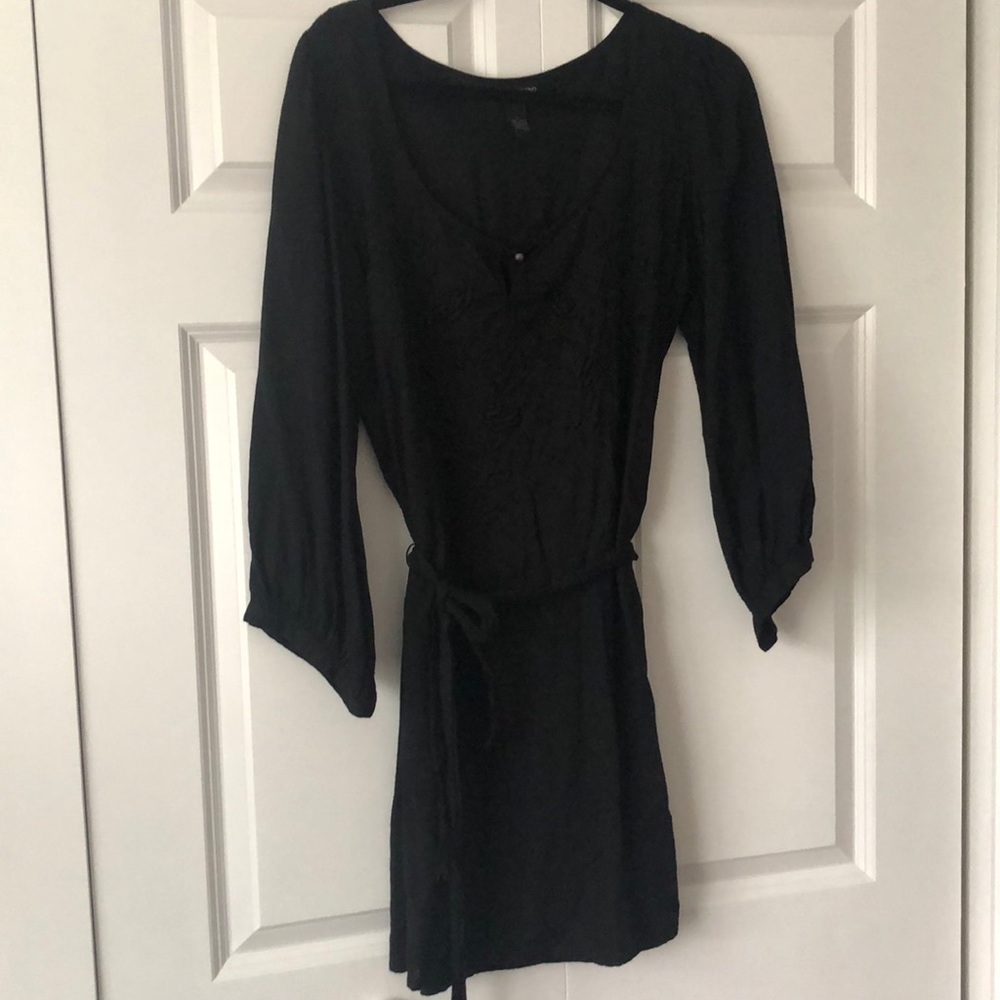 Black Shift Dress w/ Tie Waist
